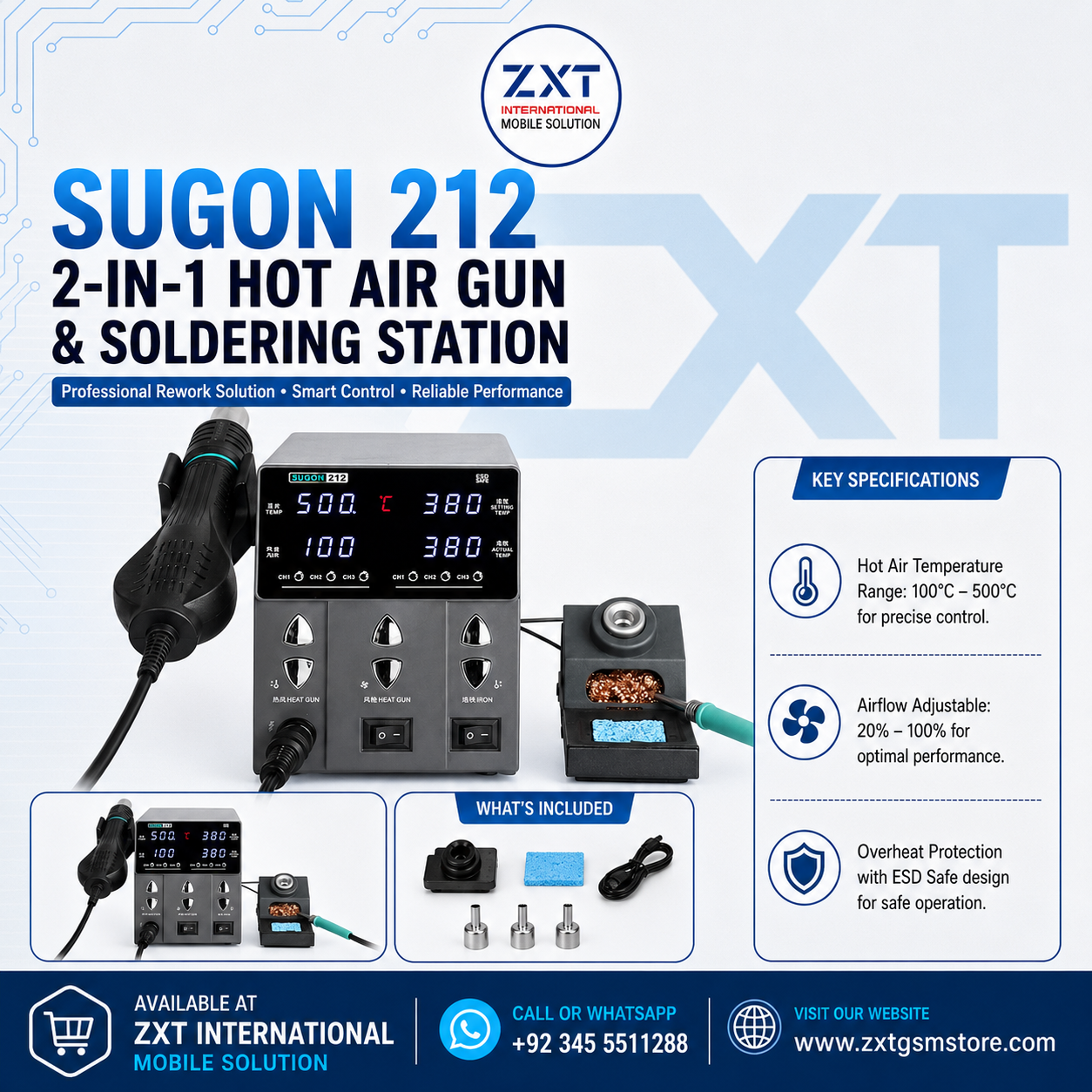 SUGON 212 2-in-1 Hot Air Gun & Soldering Station - Image 1