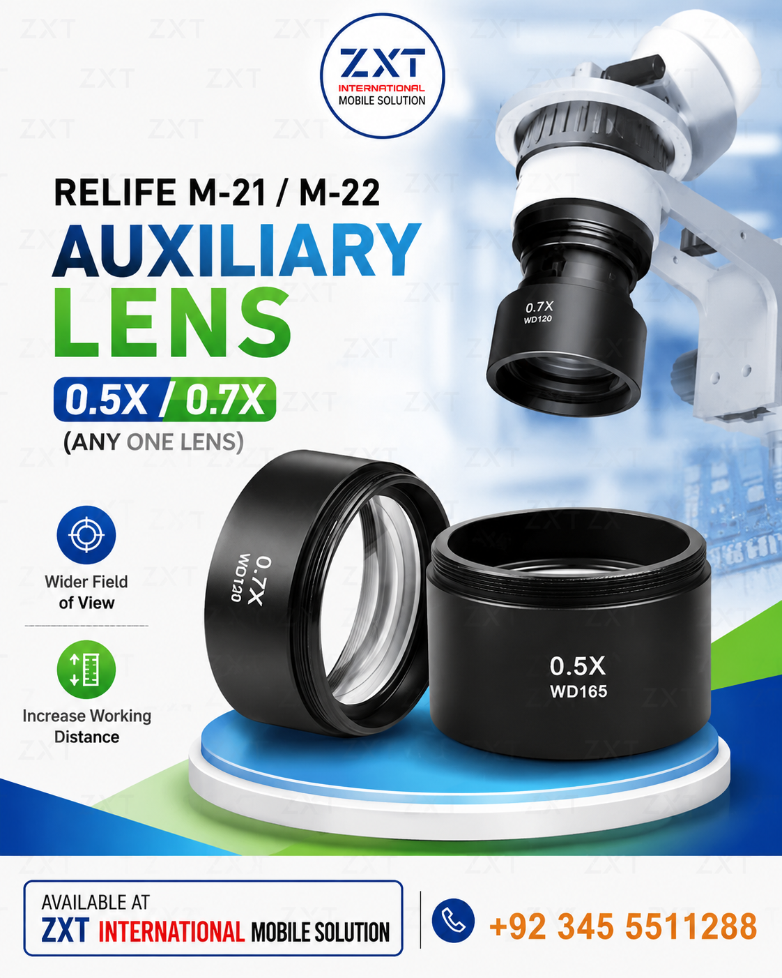 RELIFE M-21 0.5X / M-22 0.7X Auxiliary Lens for Stereo Microscope | Mobile Repair Lens - Image 1