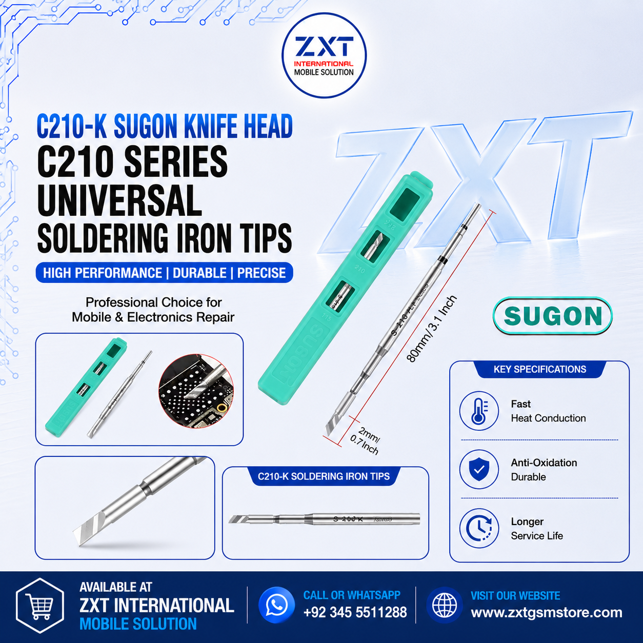 C210-K SUGON Knife Head C210 Series Soldering Iron Tip for Precision Mobile Repair - Image 1