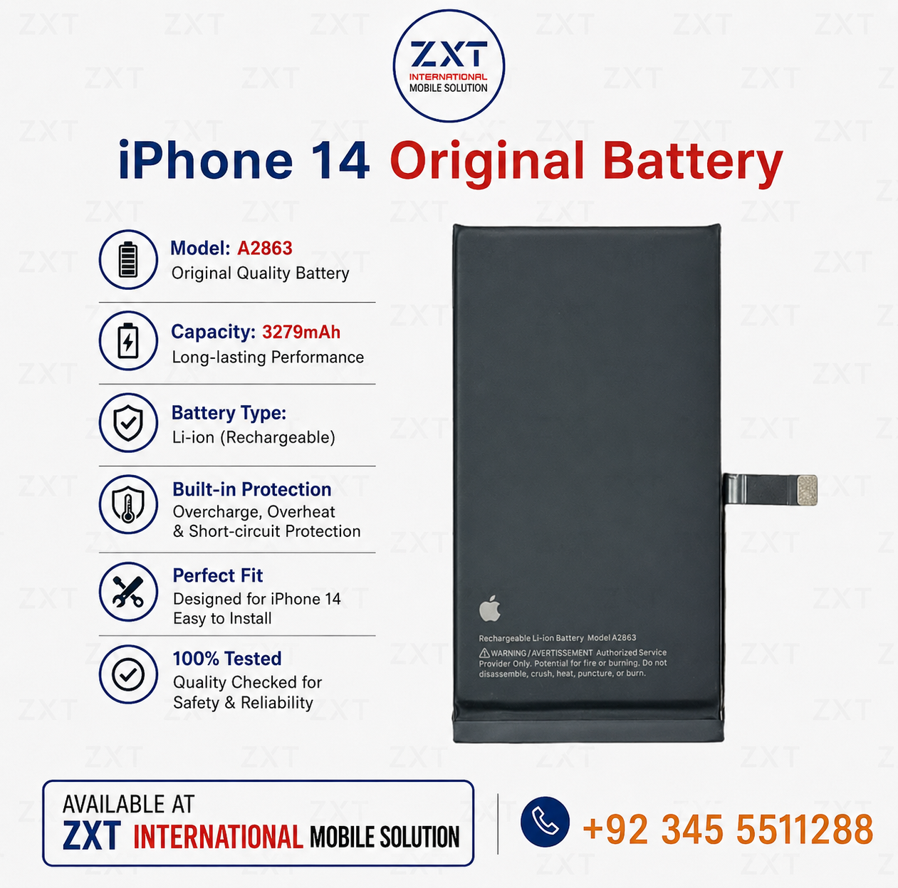iPhone 14 Original Battery – High Capacity Replacement Battery for Stable Performance - Image 1