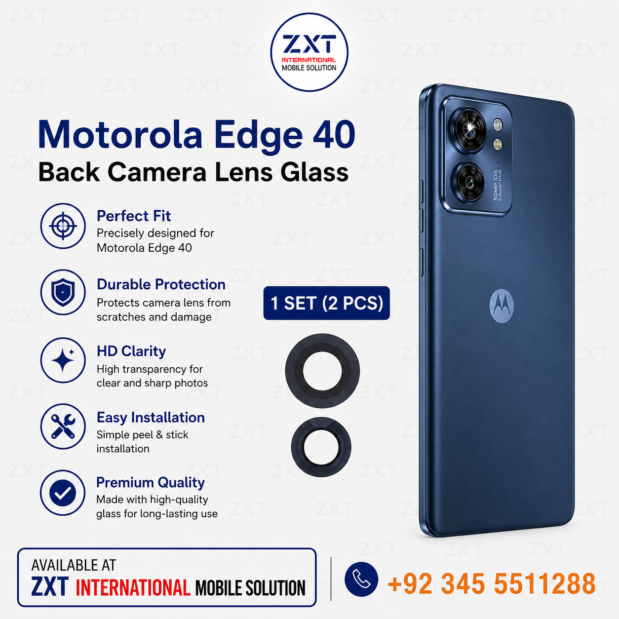 Motorola Edge 40 Back Camera Lens Glass Replacement - Image 1