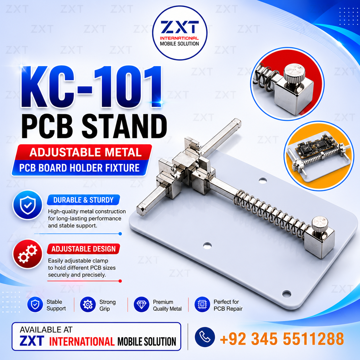 KC-101 PCB Stand Adjustable Metal PCB Board Holder Fixture - Image 1