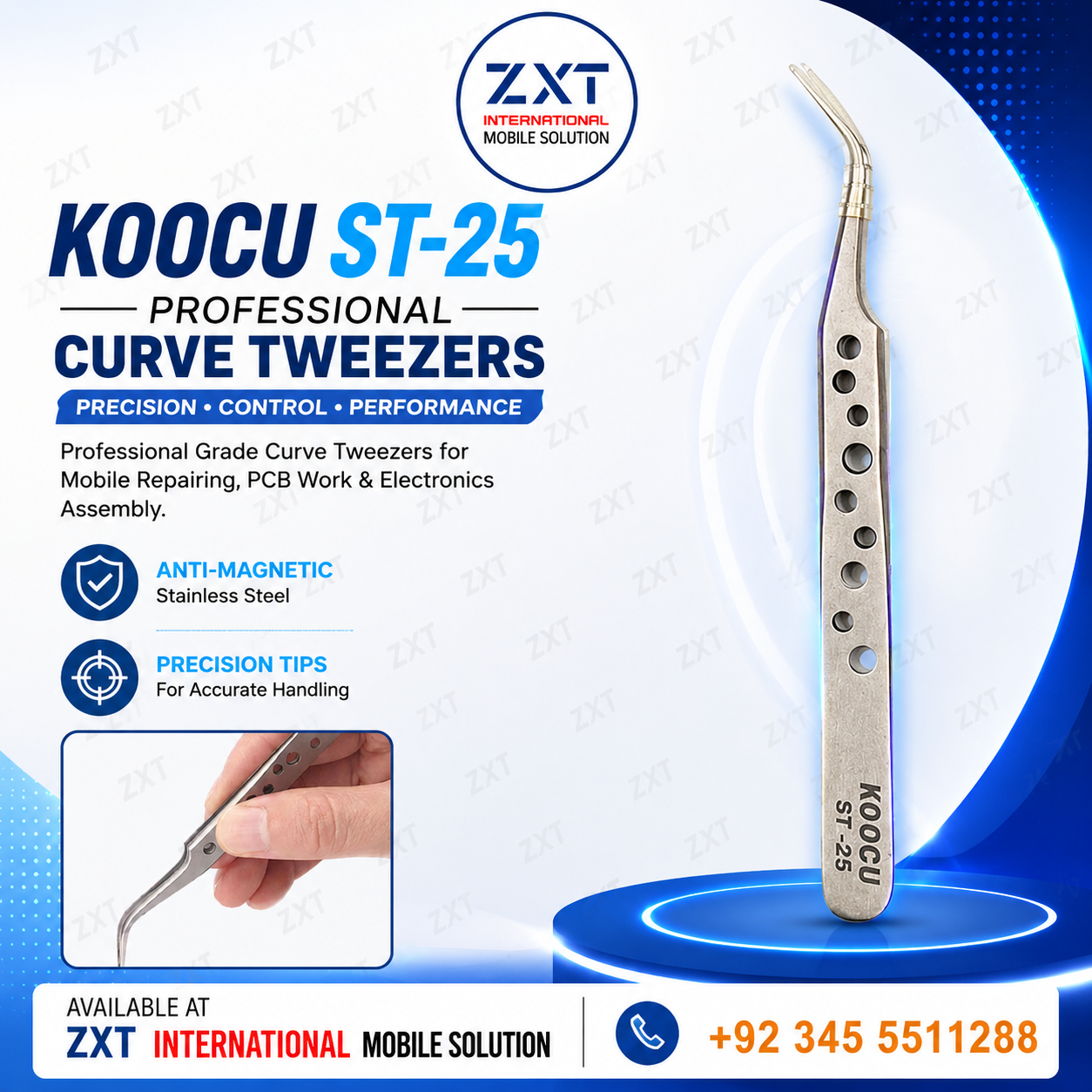 KOOCU ST-25 Professional Curve Tweezers for Mobile Phone Repair - Image 1