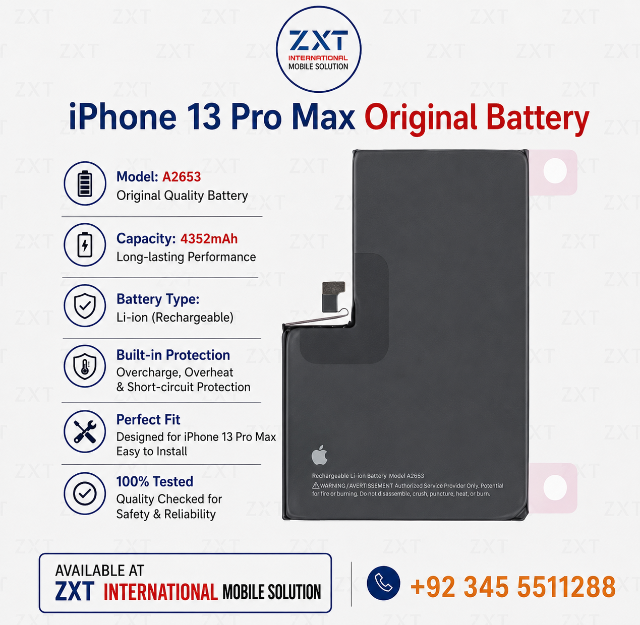 iPhone 13 Pro Max Original Battery – High Capacity Replacement Battery - Image 1