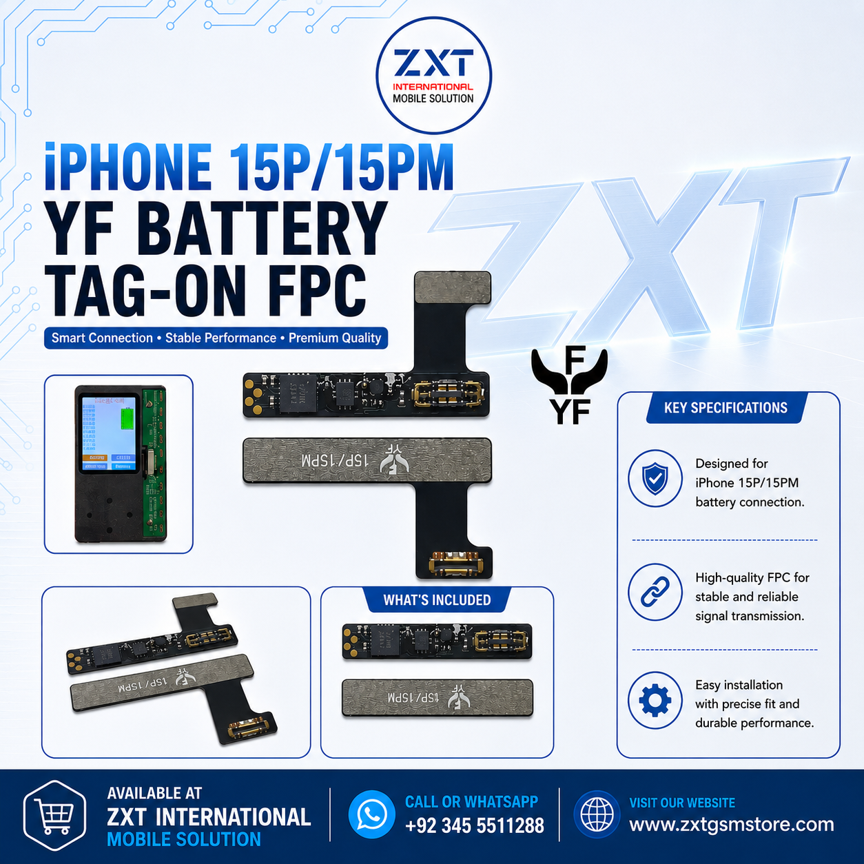 iPhone 15 Pro / 15 Pro Max YF Battery Tag-On FPC Flex Cable Replacement - Image 1