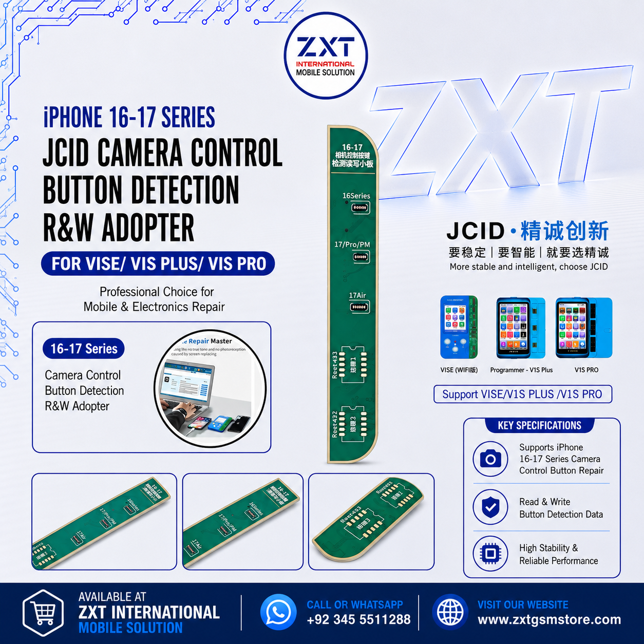 iPhone 16-17 Series JCID Camera Control Button Detection Read & Write Adapter for V1SE, V1S Plus & V1S Pro - Image 1