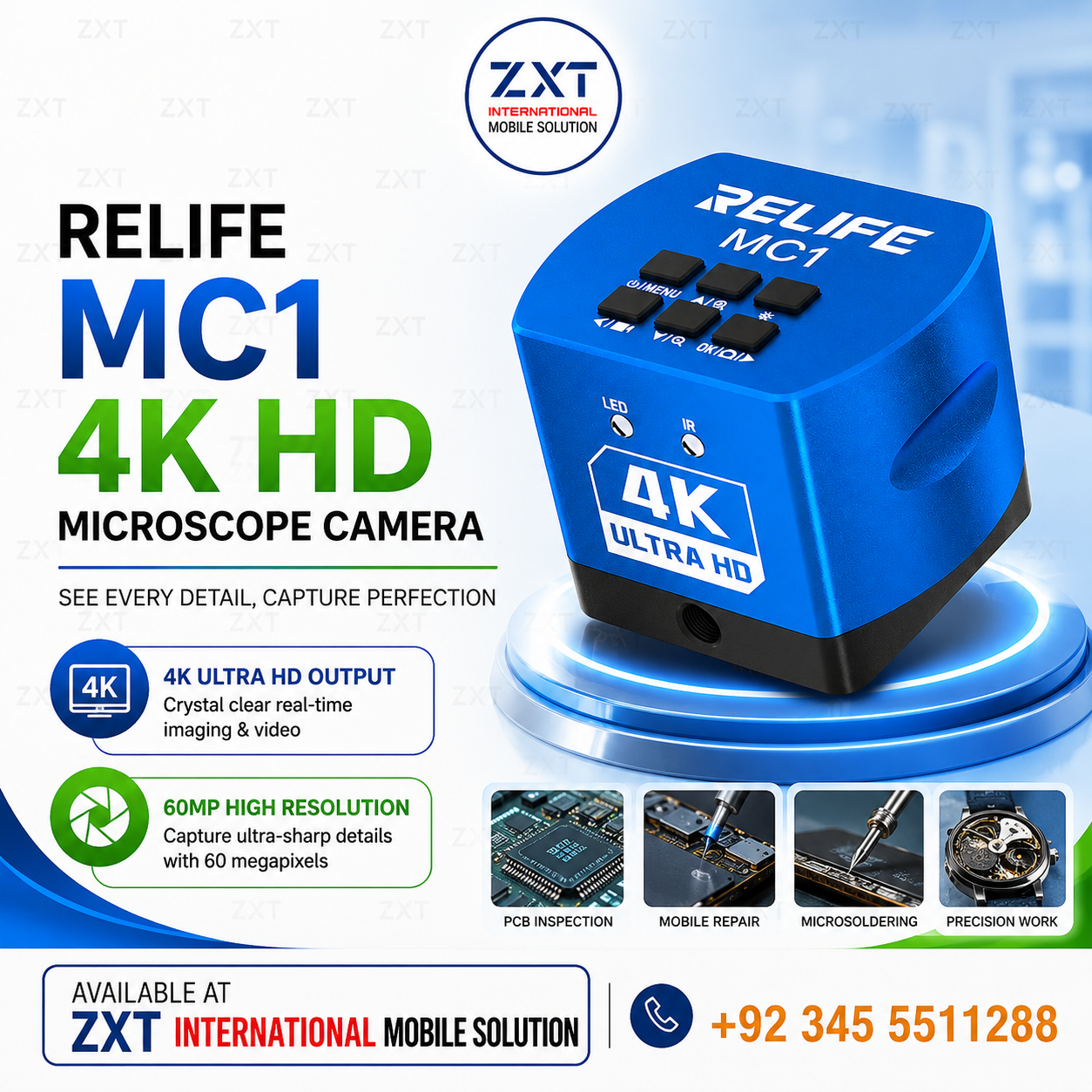 RELIFE MC1 4K HD Microscope Camera 60MP | Ultra HD Camera for Stereo Microscope - Image 1