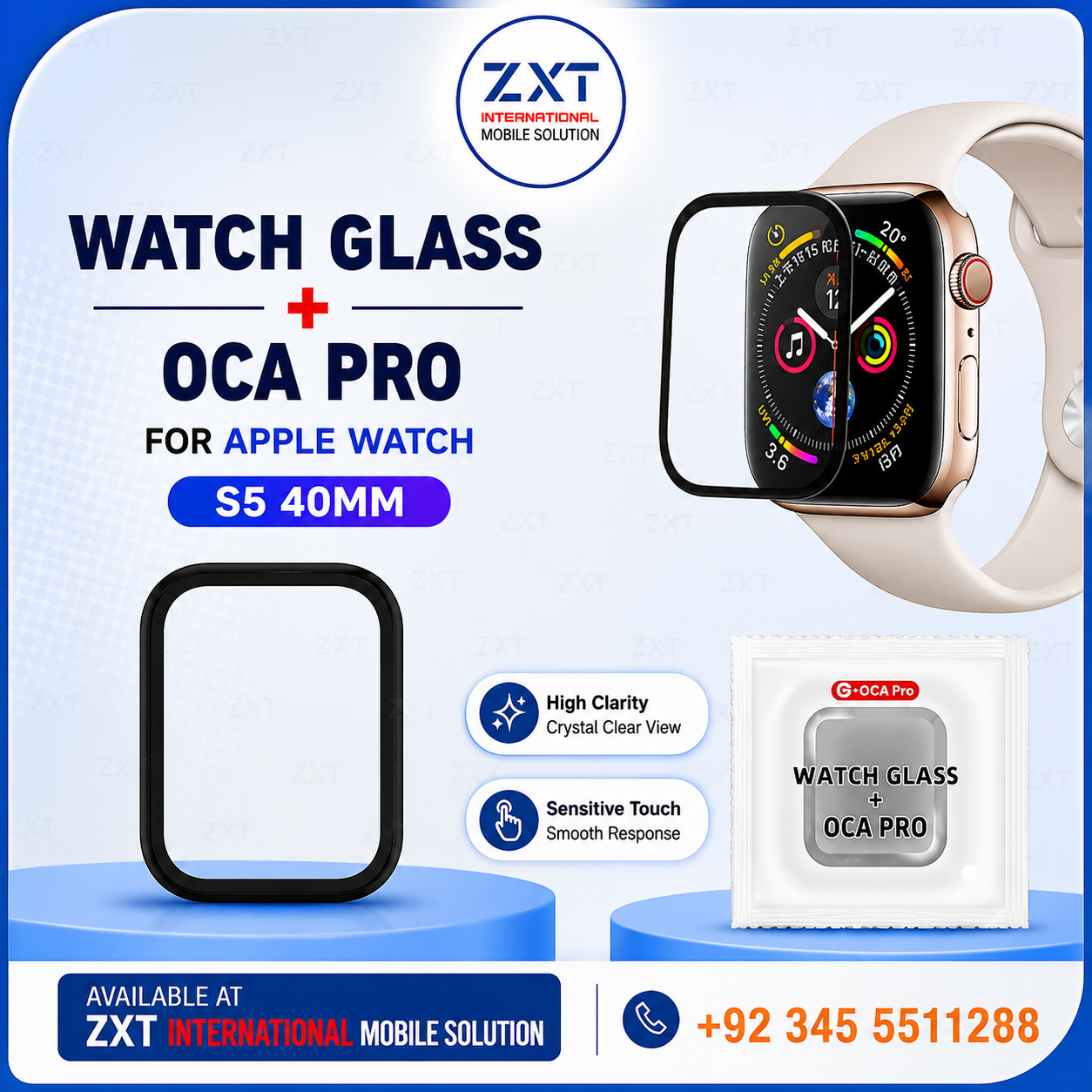 G+OCA Pro Original Display LCD Front Glass Digitizer Touch Screen for Apple Watch Series S5 40mm - Image 1
