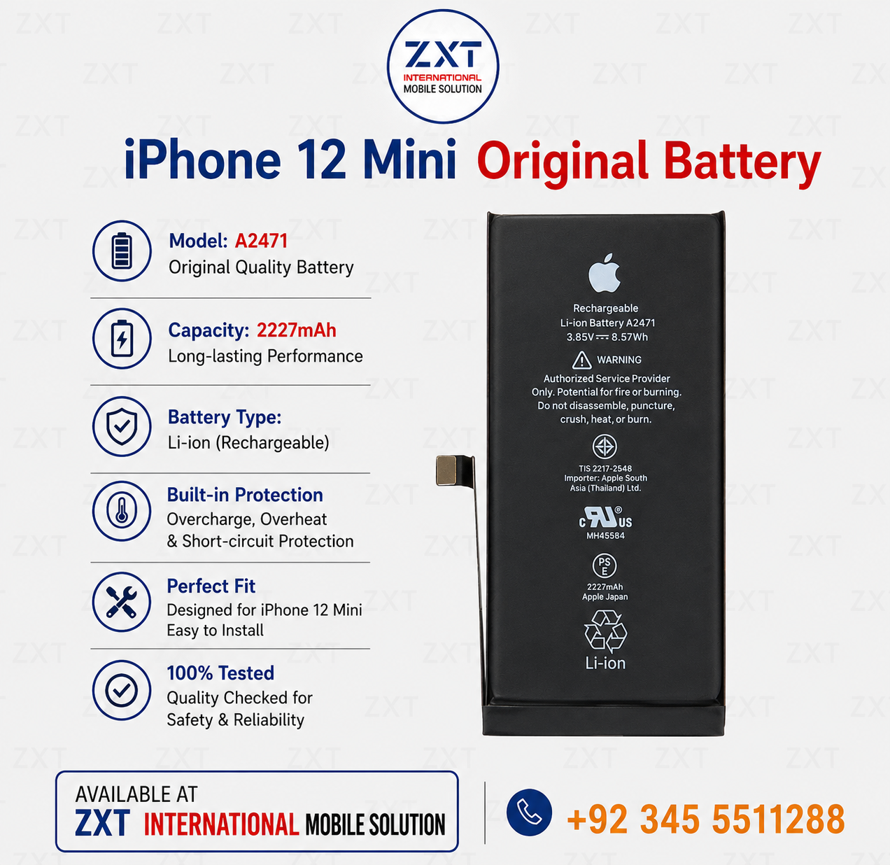 iPhone 12 Mini Original Battery – High Capacity Replacement Battery for Reliable Performance - Image 1