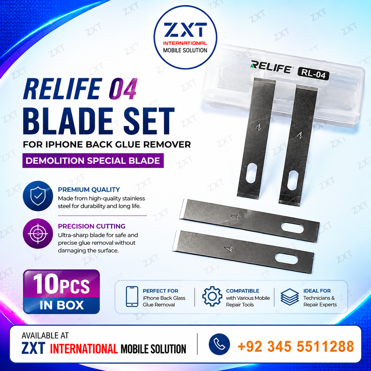 Relife 04 Blade Set for iPhone Back Glue Remover & Demolition Special Blade (10PCS) - Image 1