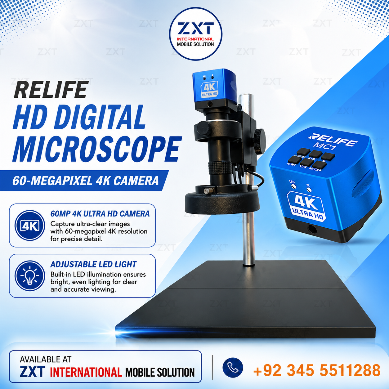 Relife 60MP Digital Microscope with 4K HD Camera for Mobile Repairing - Image 1