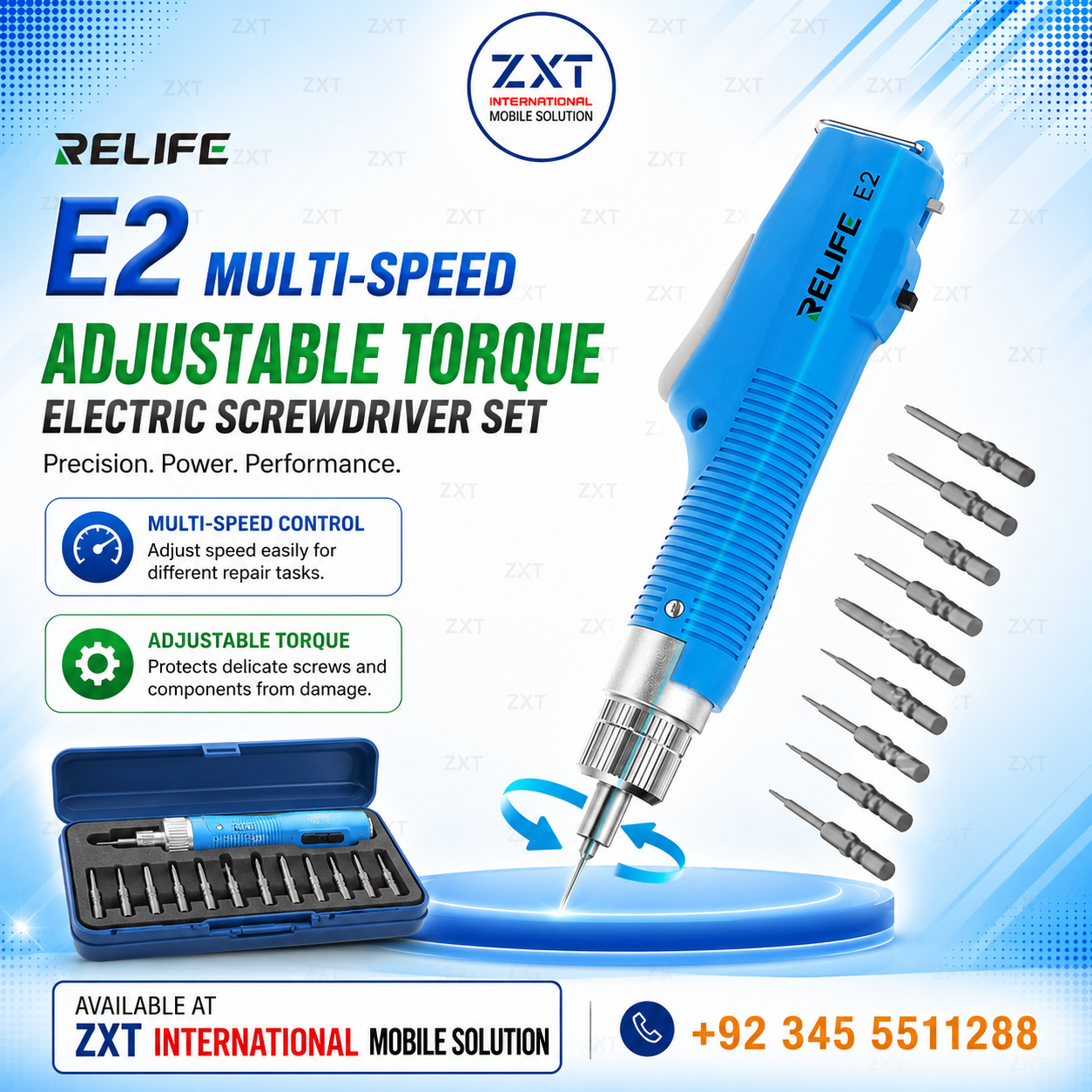 RELIFE E2 Multi-Speed Adjustable Torque Electric Screwdriver Set for Mobile Phone Repair - Image 1
