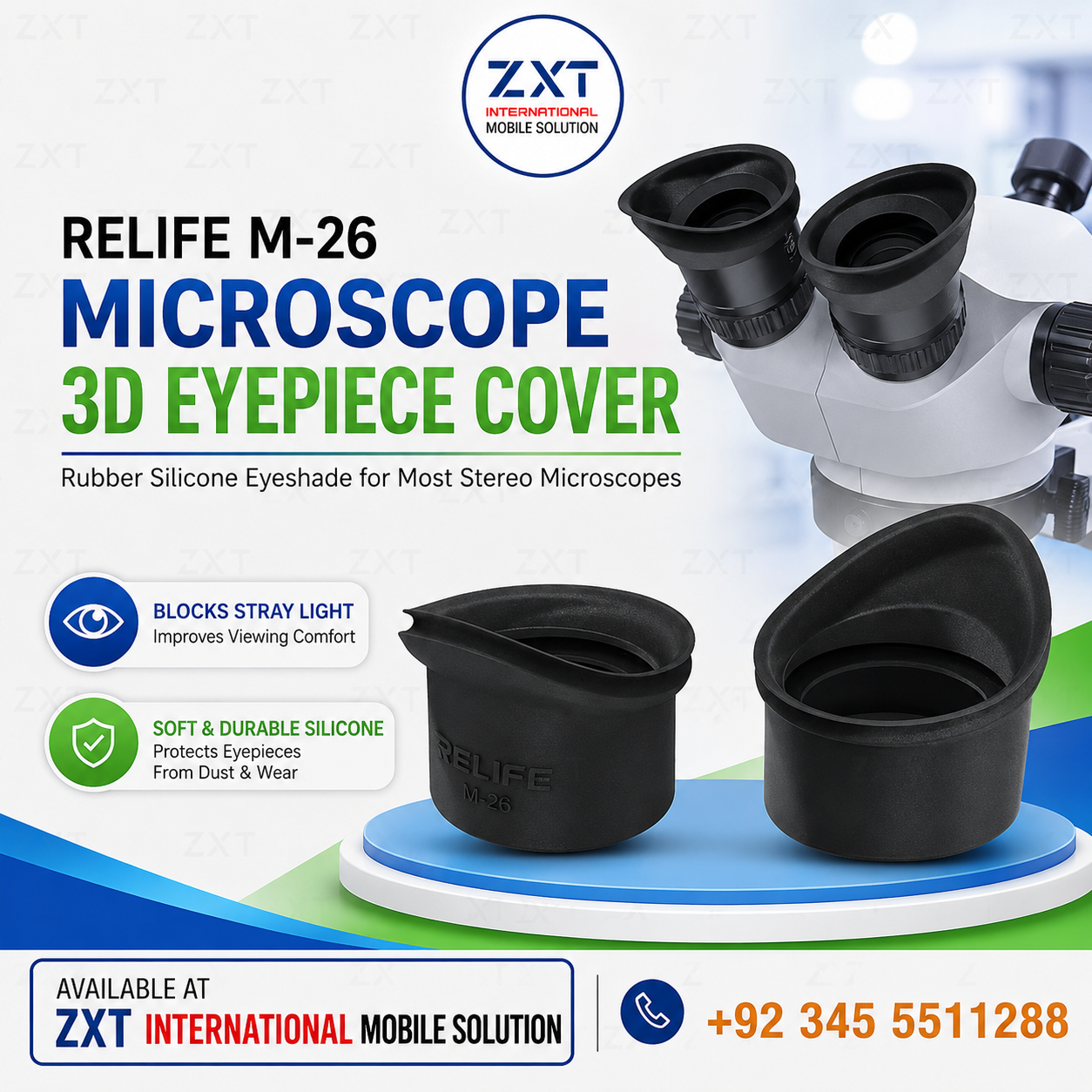 RELIFE M-26 Microscope 3D Eyepiece Cover Rubber Silicone Eyeshade for Stereo Microscopes - Image 1
