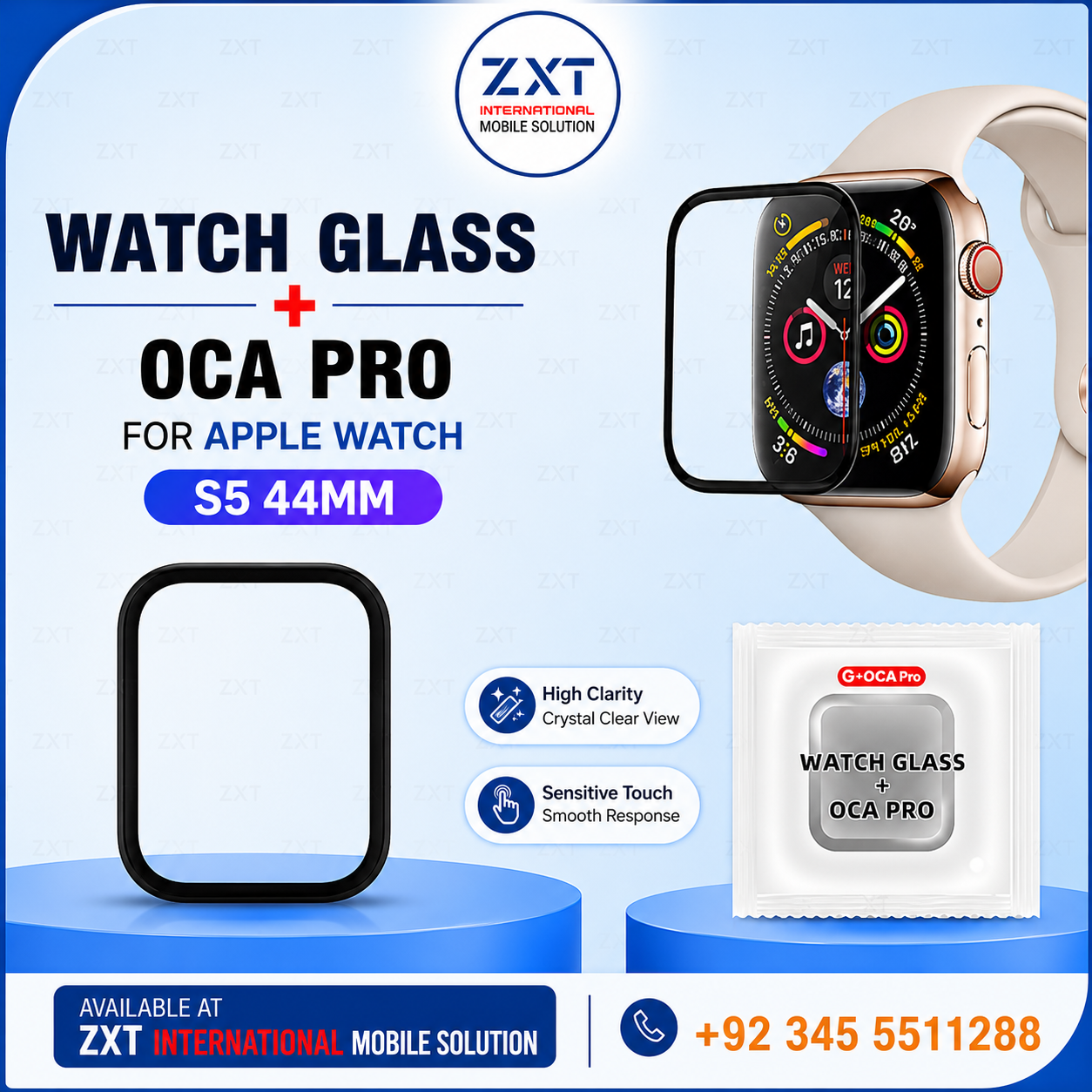 G+OCA Pro Original Display LCD Front Glass Digitizer Touch Screen for Apple Watch Series S5 44mm - Image 1