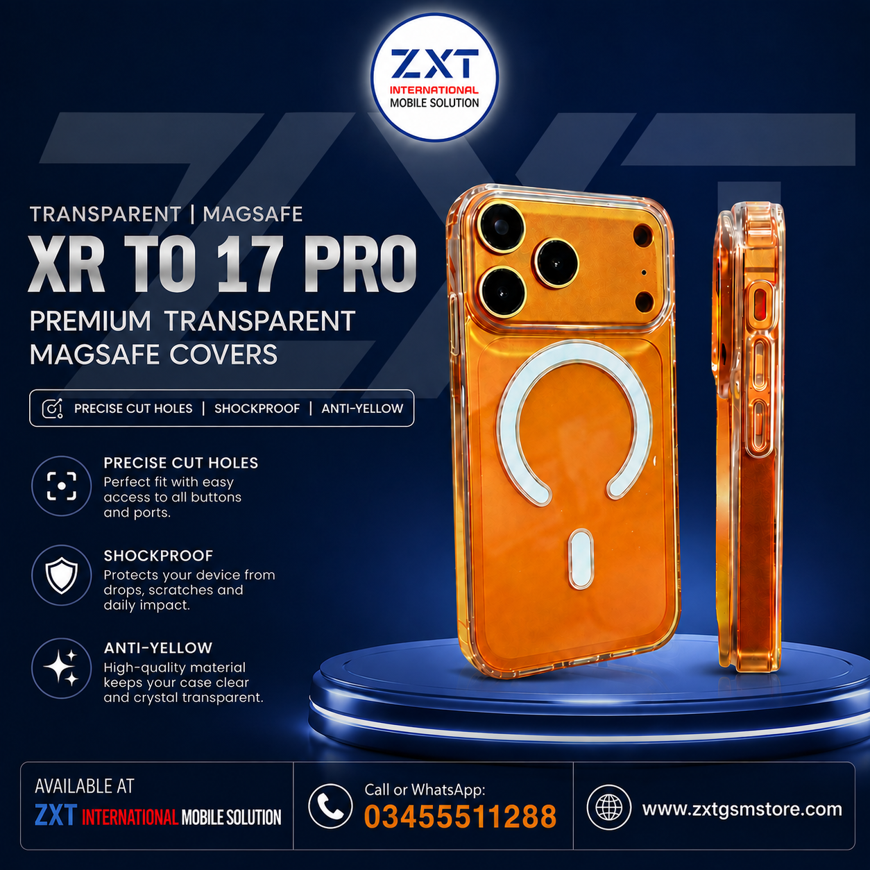 XR to 17 Pro Premium Transparent MagSafe Cover | Shockproof Anti-Yellow Case - Image 1