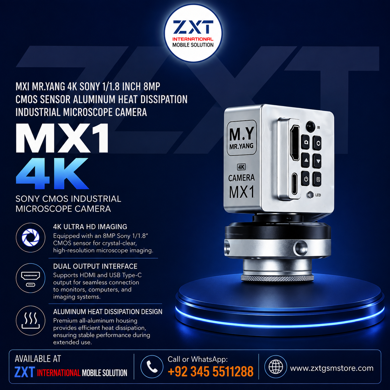 MX1 Mr.Yang 4K Industrial Microscope Camera | 8MP Sony CMOS Sensor - Image 1