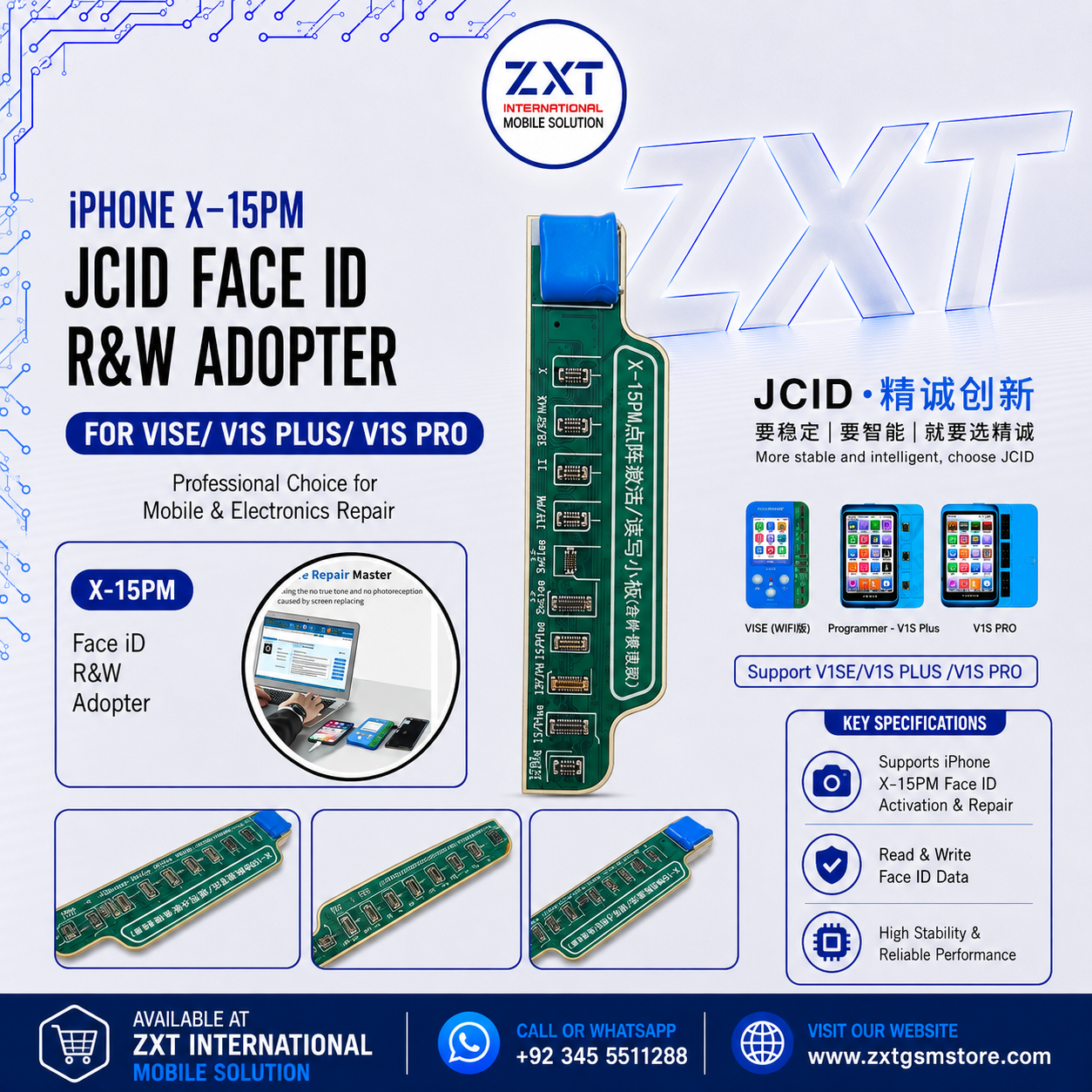 iPhone X-15PM JCID Face ID Read & Write Adapter for V1SE, V1S Plus & V1S Pro - Image 1