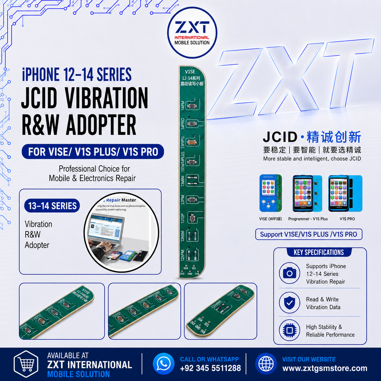 iPhone 12-14 Series JCID Vibration Read & Write Adapter for V1SE, V1S Plus & V1S Pro - Image 1