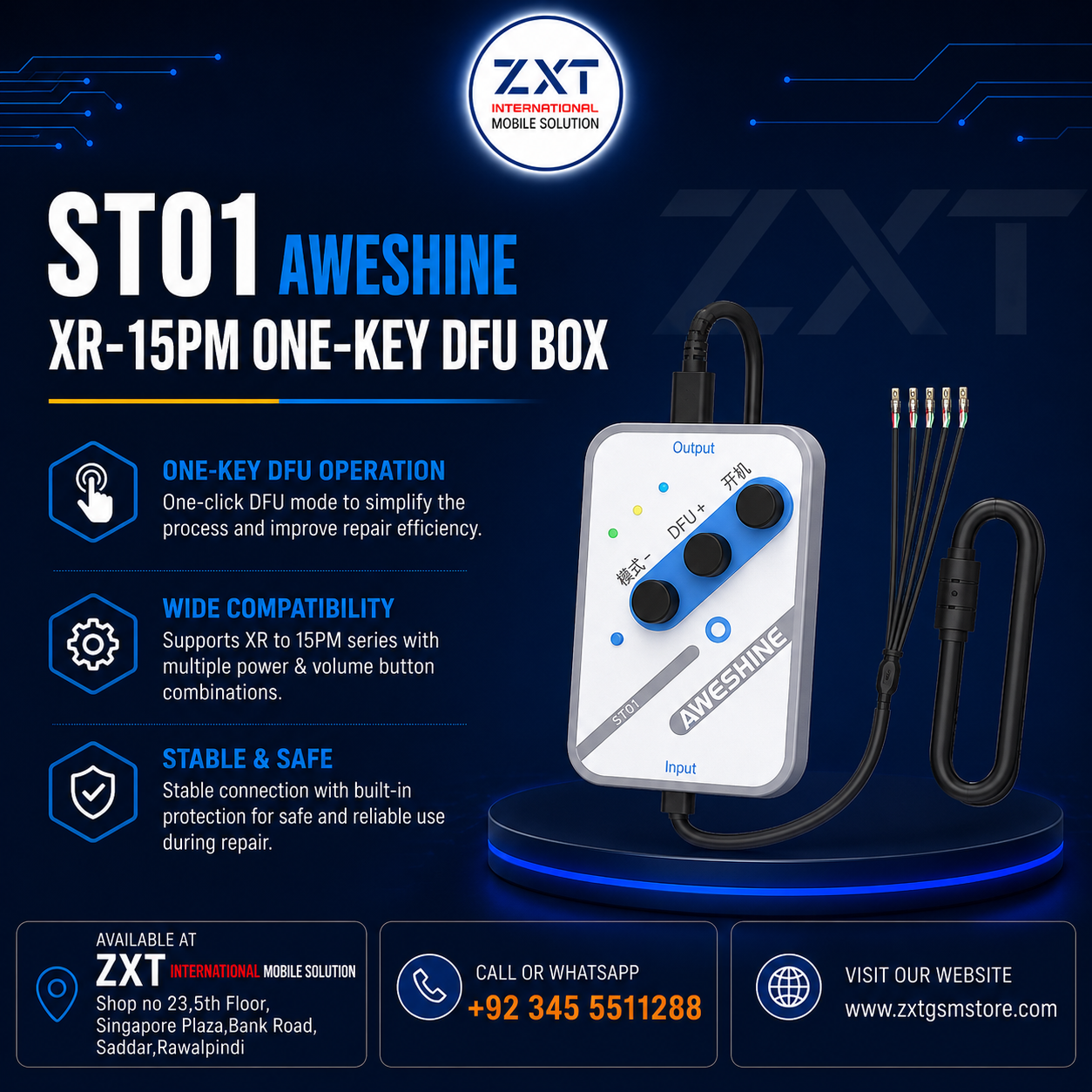 ST01 AWESHINE iPhone XR-15 Pro Max One-Key DFU Box – Automatic DFU Repair Tool - Image 1