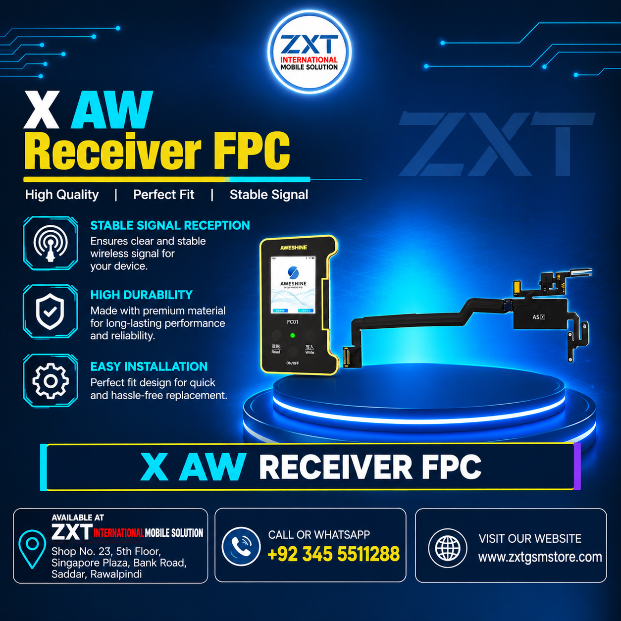 X AW Receiver FPC – iPhone X Receiver Flex Cable - Image 1