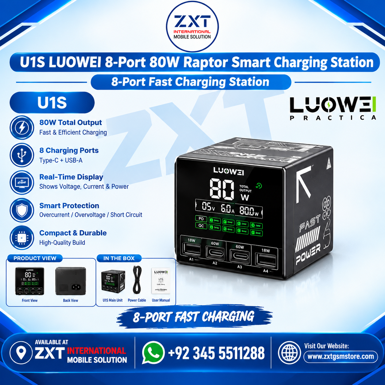 U1S LUOWEI 8-Port 80W Raptor Smart Charging Station - Image 1
