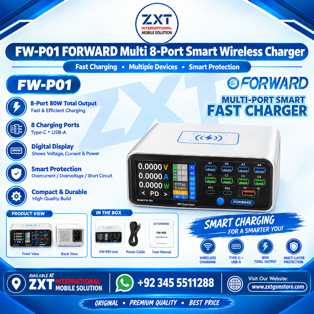 FW-P01 FORWARD Multi 8-Port Smart Wireless Charger - Image 1