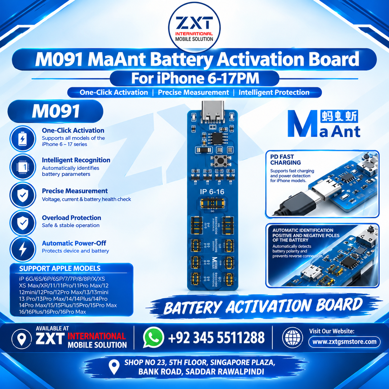 M091 MaAnt Battery Activation Board for iPhone 6–17 Pro Max - Image 1