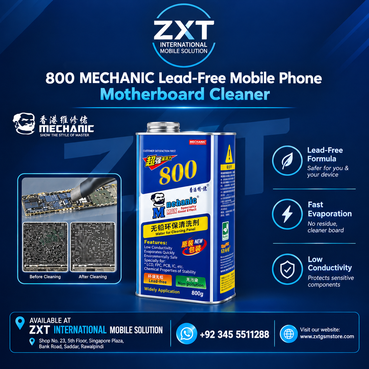 800 MECHANIC Lead-Free Mobile Phone Motherboard Cleaner - Image 1