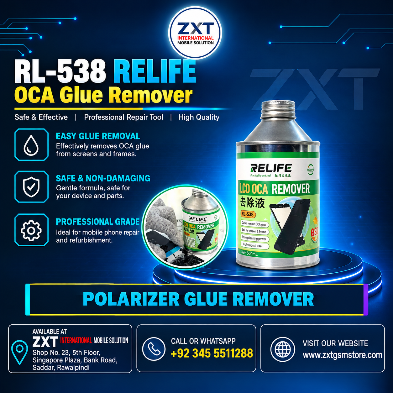 RL-538 RELIFE LCD OCA Glue Remover – 8333 Efficient Screen Adhesive Cleaner - Image 1