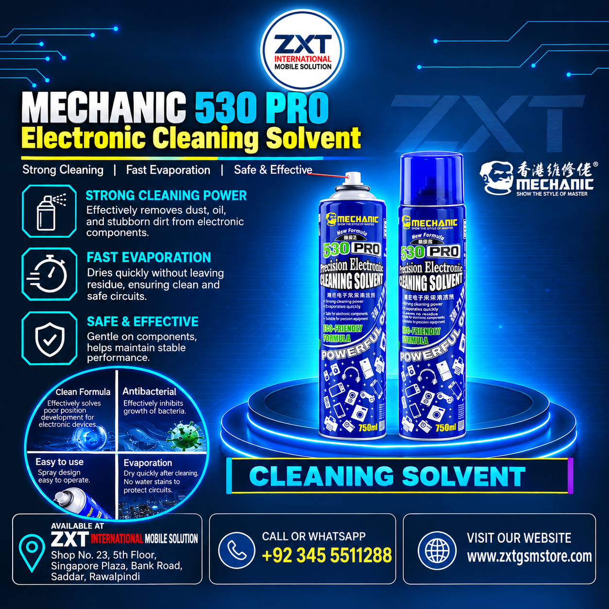 530 Pro MECHANIC 750ML Electronic Cleaning Solvent | Precision Cleaner - Image 1
