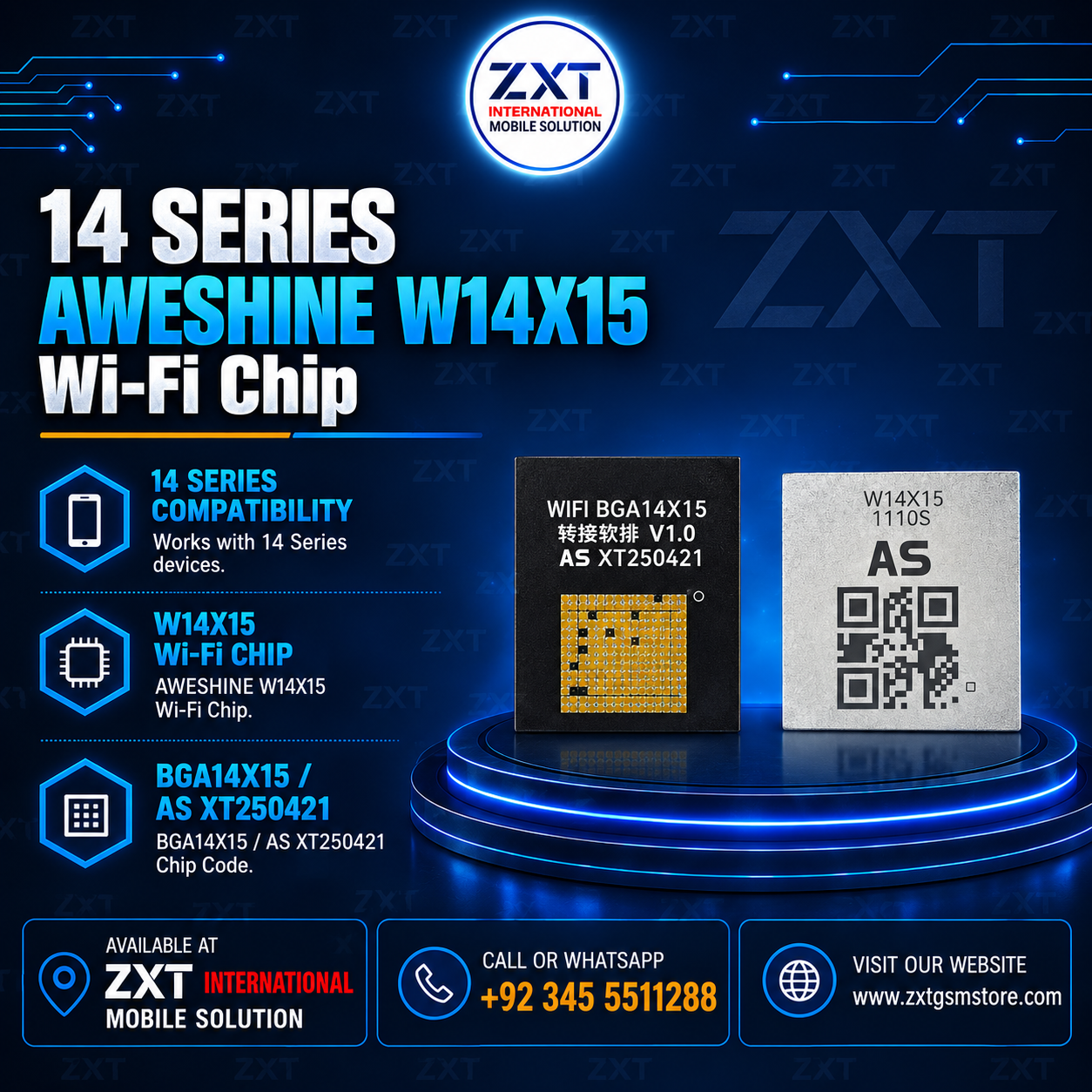 14 Series AWESHINE W14X15 Wi-Fi Chip for iPhone 14 Series Repair - Image 1