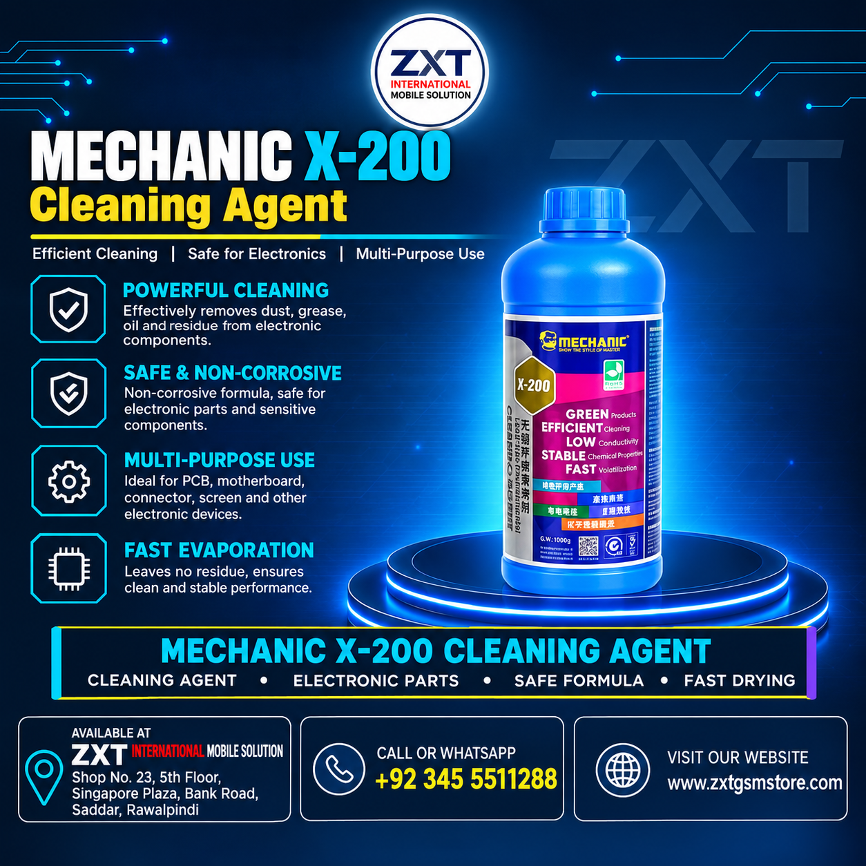 X200 MECHANIC Lead-Free Eco-Friendly Circuit Board Cleaner - Image 1