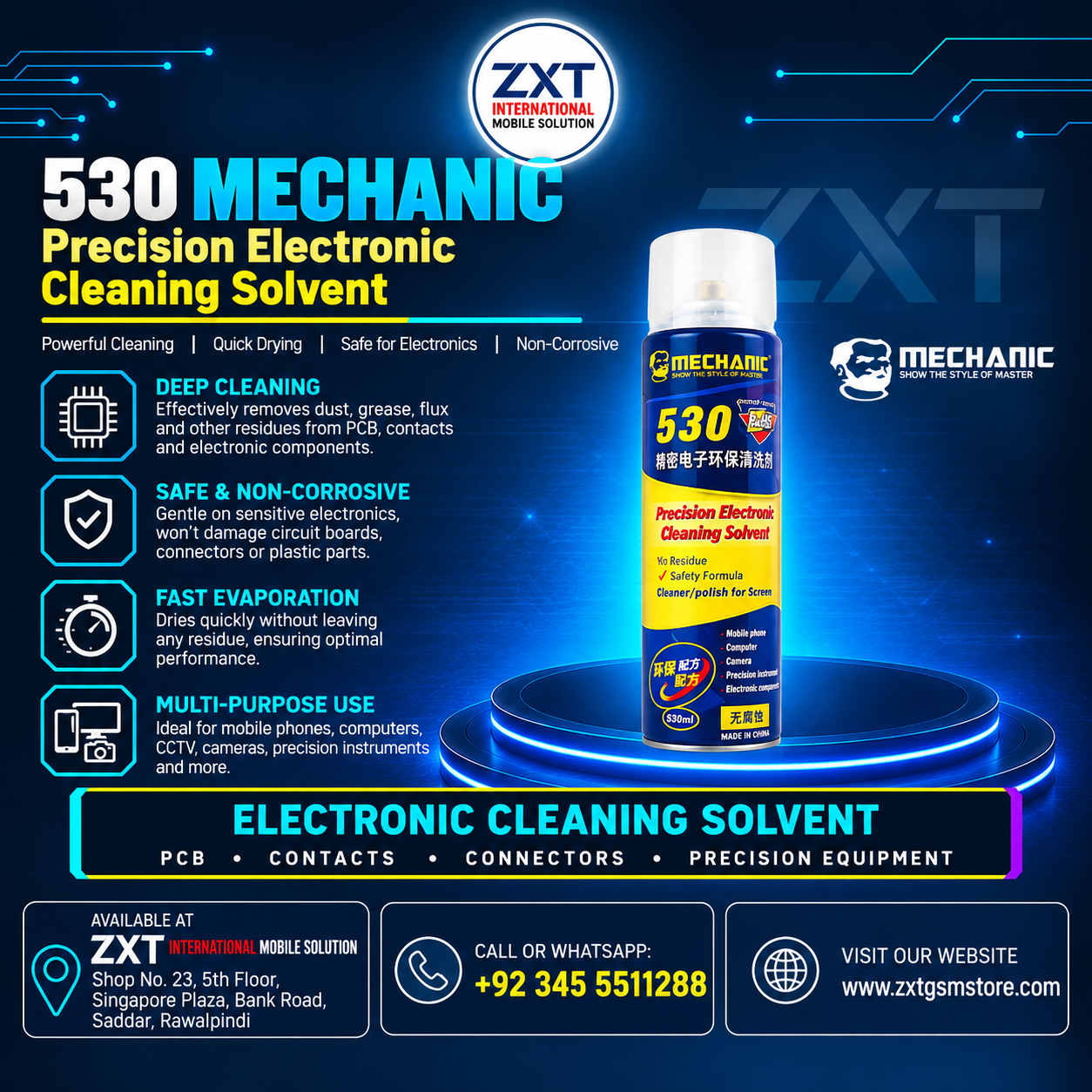 530 MECHANIC Precision Electronic Cleaning Solvent | Electronics Cleaner - Image 1