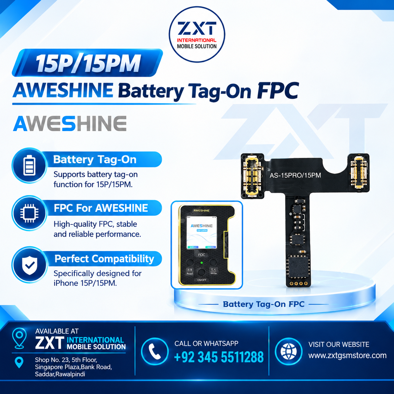 15P/15PM AS Battery Tag-On FPC for AWESHINE Programmer - Image 1
