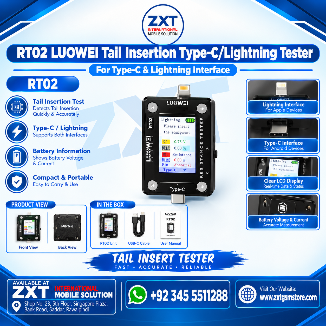 RT01 LUOWEI Tail Insertion Type-C/Lightning Tester - Image 1
