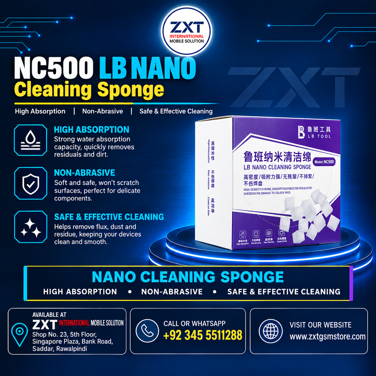 NC500 LB Nano Cleaning Sponge for Mobile Phone Repair - Image 1