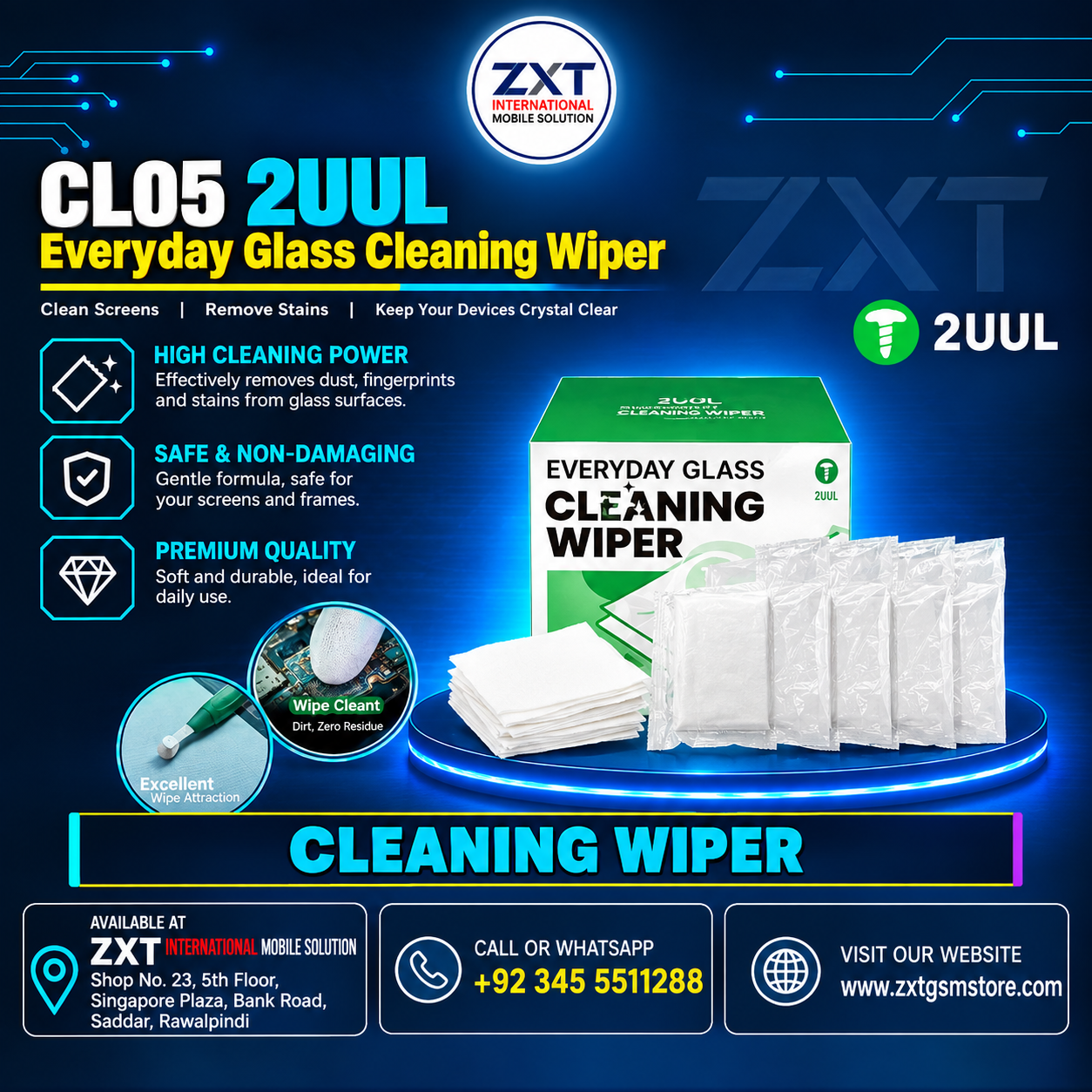 2UUL CL05 Everyday Glass Cleaning Wiper – 400PCS Lint-Free Wipes - Image 1