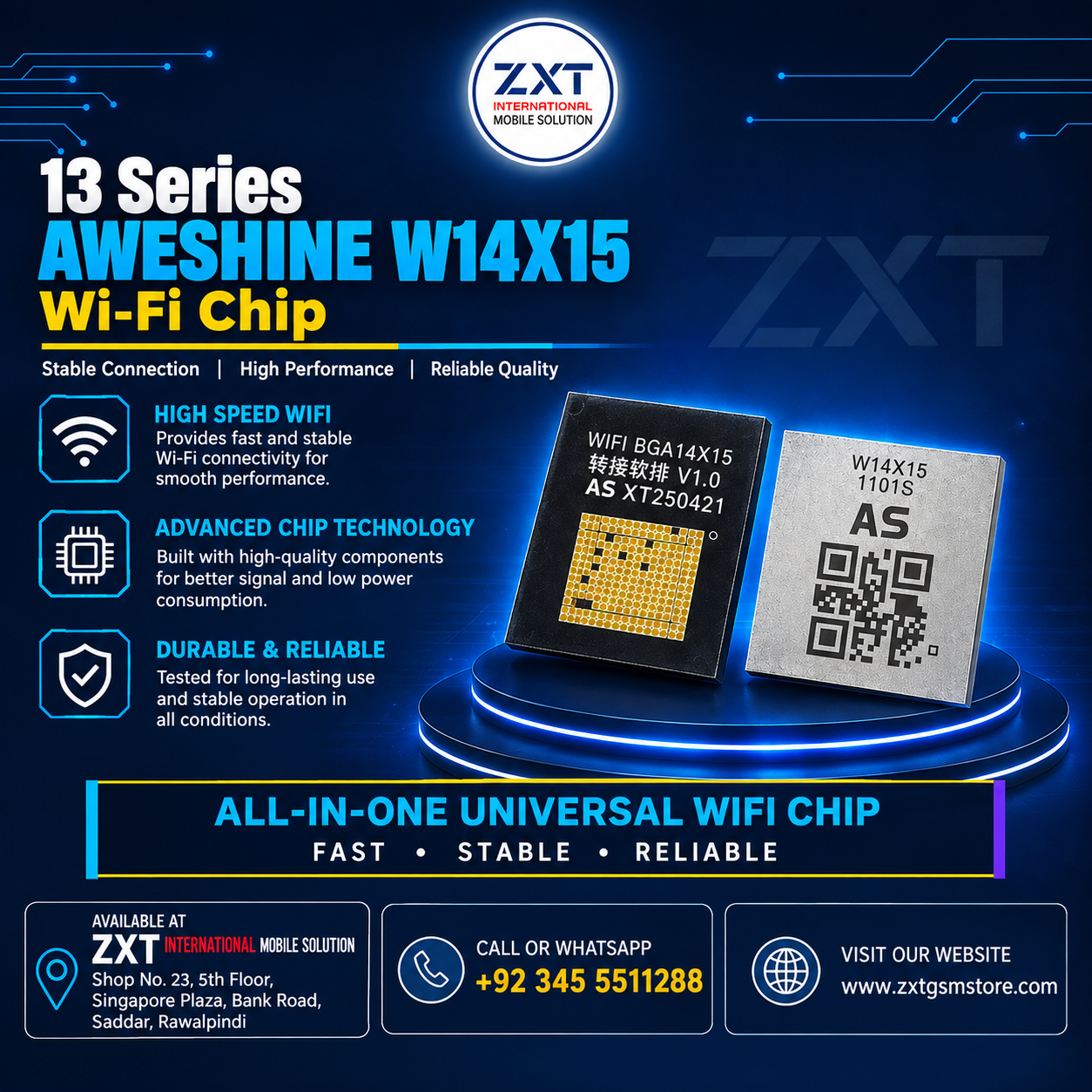 13 Series AWESHINE W14X15 Wi-Fi Chip for iPhone 13 Repair - Image 1