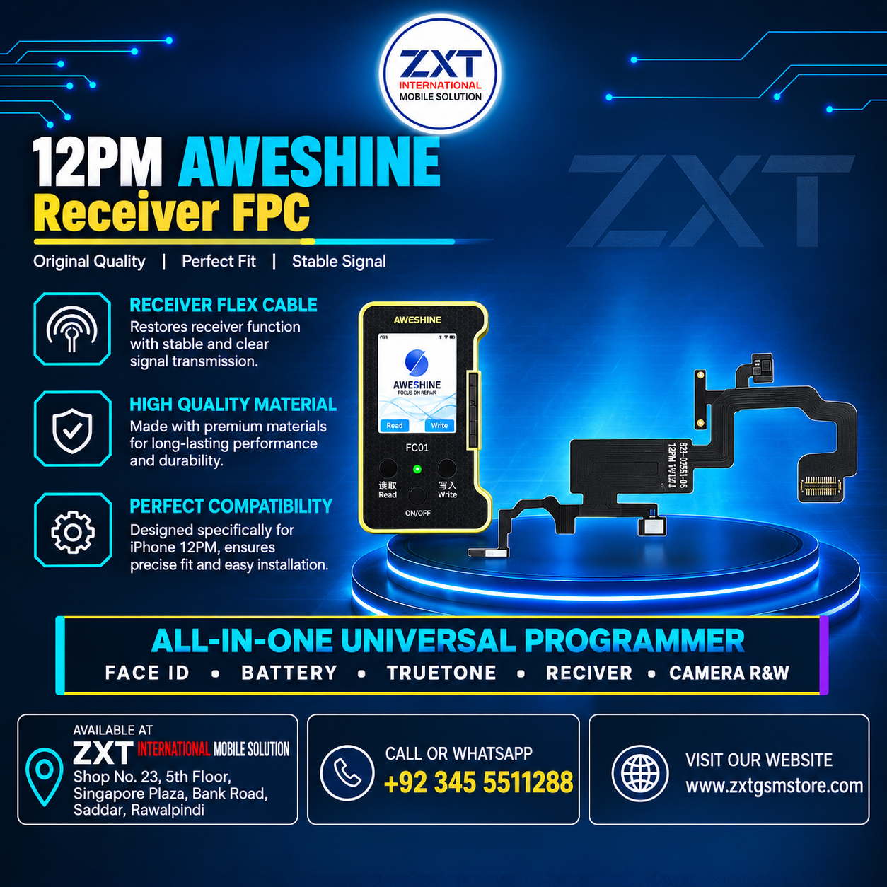 AWESHINE FC01 12PM AW Receiver FPC for iPhone 12 Pro Max - Image 1