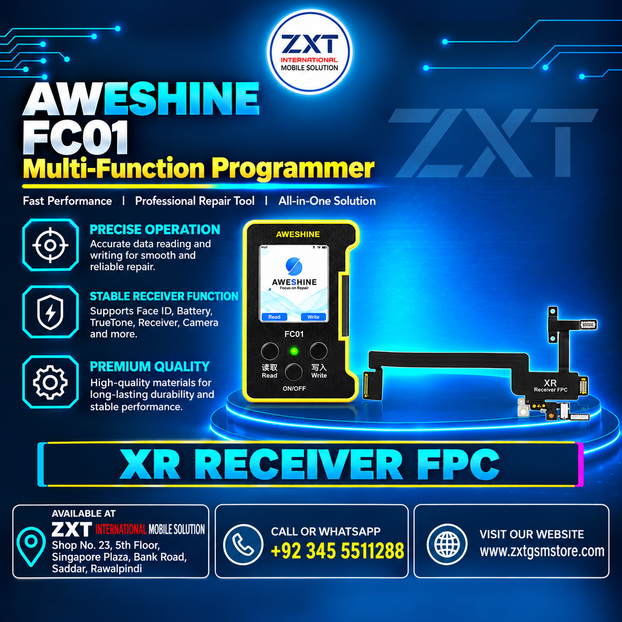 XR AW Receiver FPC for iPhone XR – High-Quality Receiver Flex Cable - Image 1