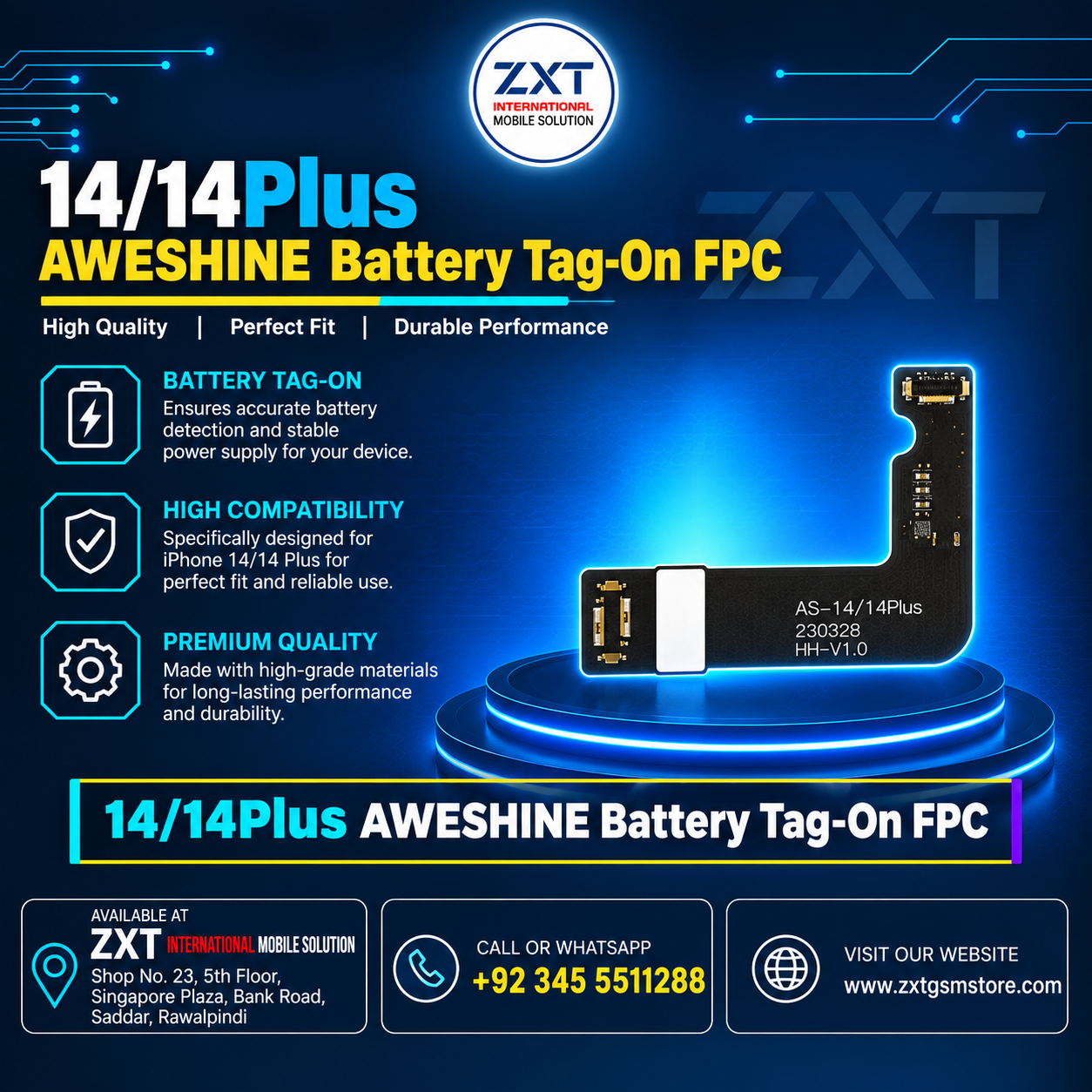 14/14 Plus AS Battery Tag-On FPC – iPhone 14 & 14 Plus Battery Repair Flex Cable - Image 1