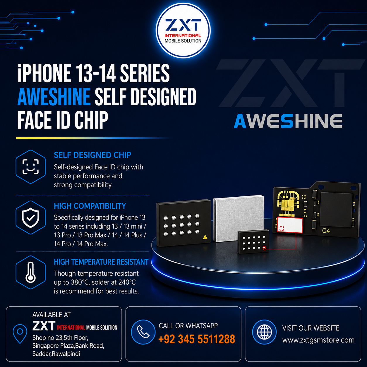 13-14 Series AWESHINE Self Designed Face ID Chip for iPhone Repair - Image 1