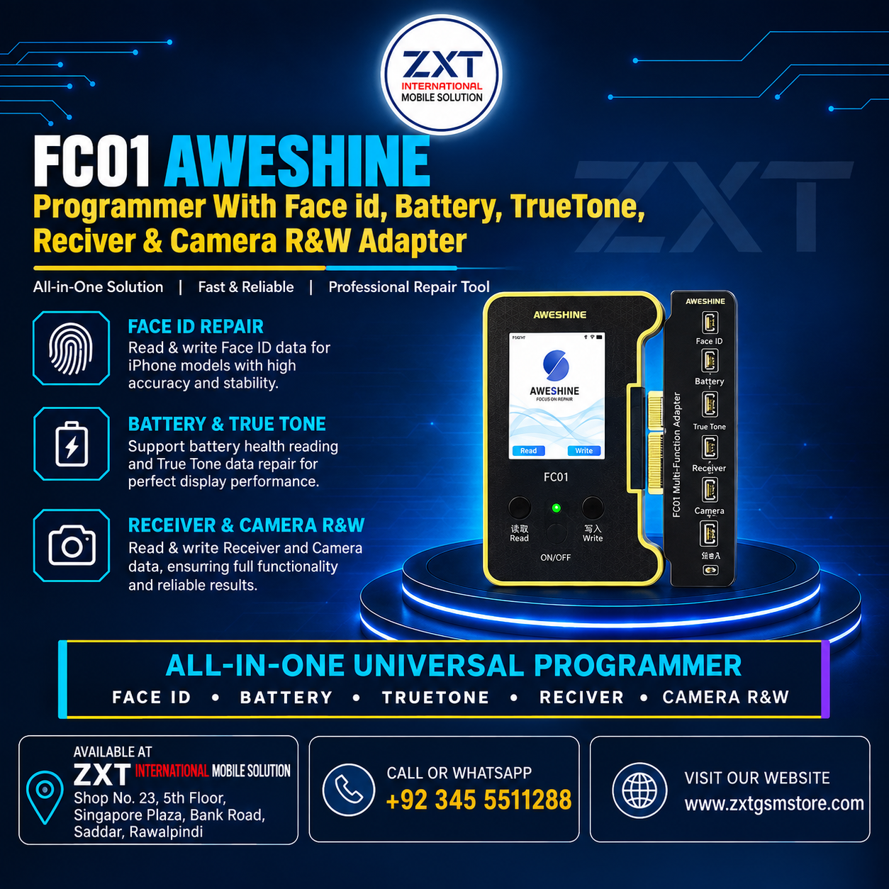 FC01 AWESHINE Programmer for Face ID, Battery, True Tone, Receiver & Camera R&W - Image 1