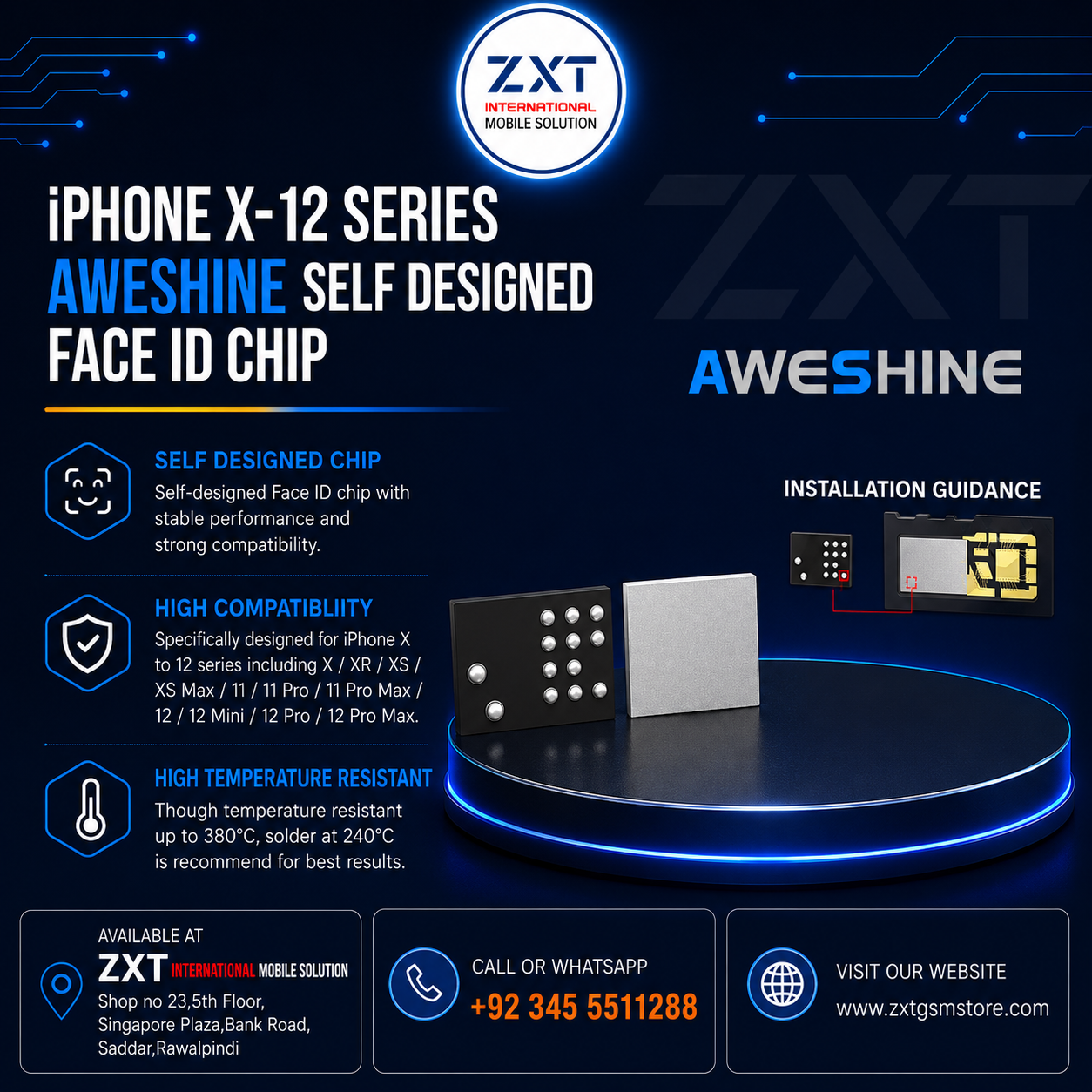X-12 Series AWESHINE Self Designed Face ID Chip for iPhone Repair - Image 1