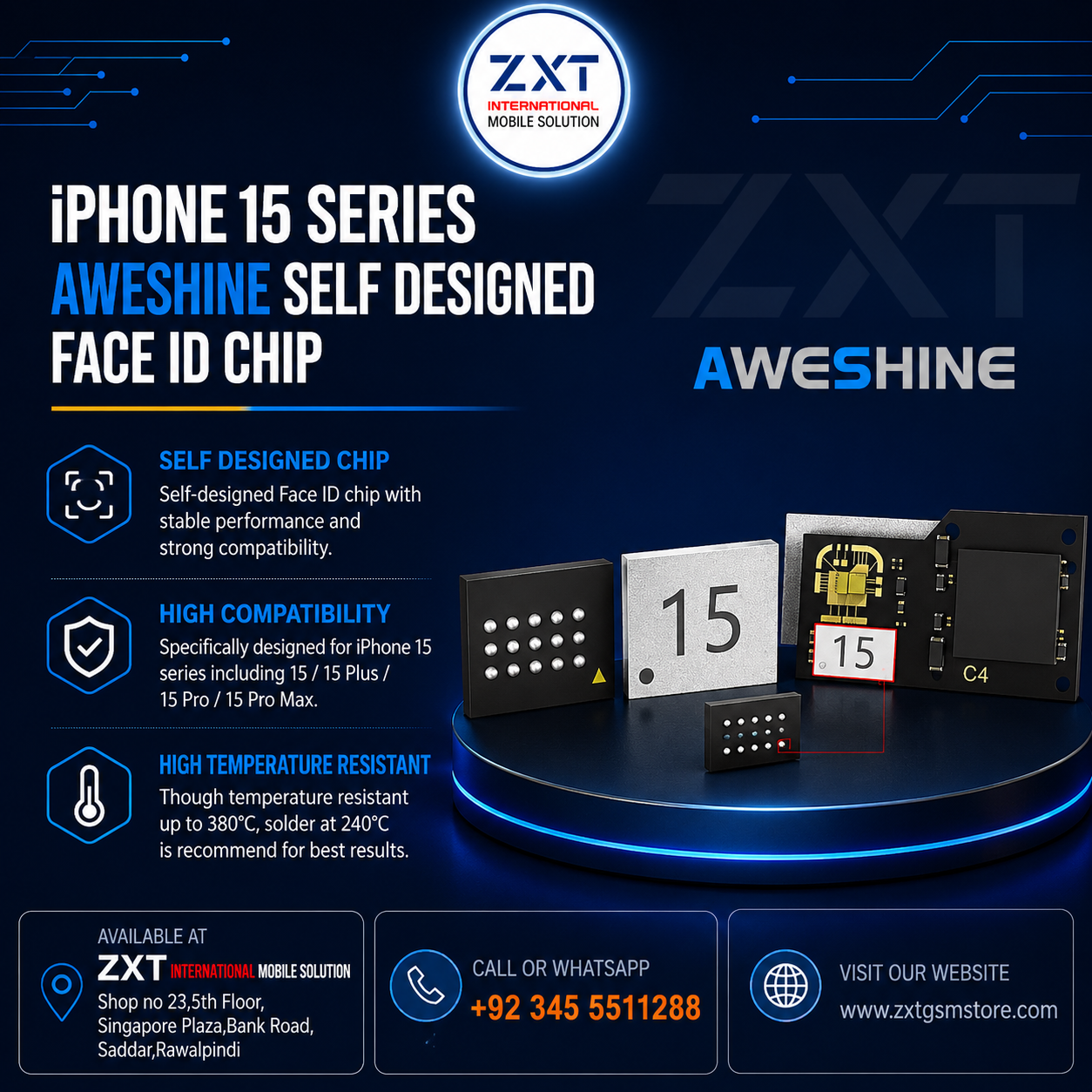 15 Series AWESHINE Self Designed Face ID Chip for iPhone Repair - Image 1