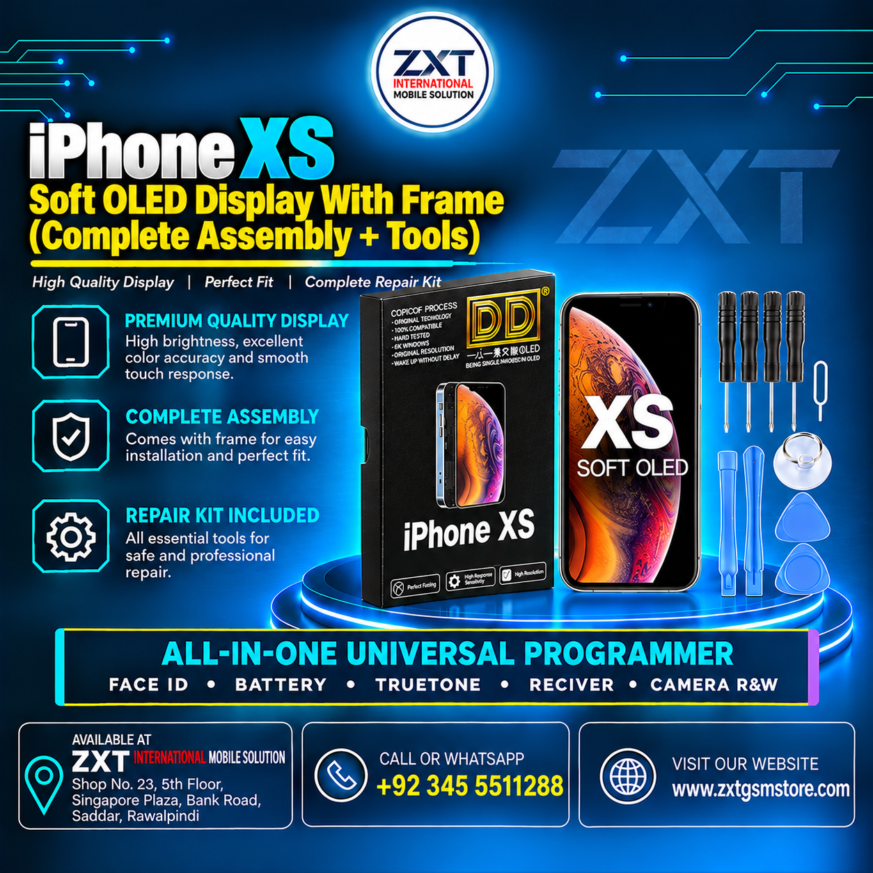 iPhone XS Soft OLED Display With Frame | Replacement Screen - Image 1